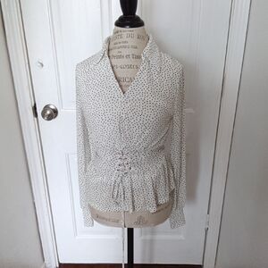 Elegant White Polka Dot Women's Top